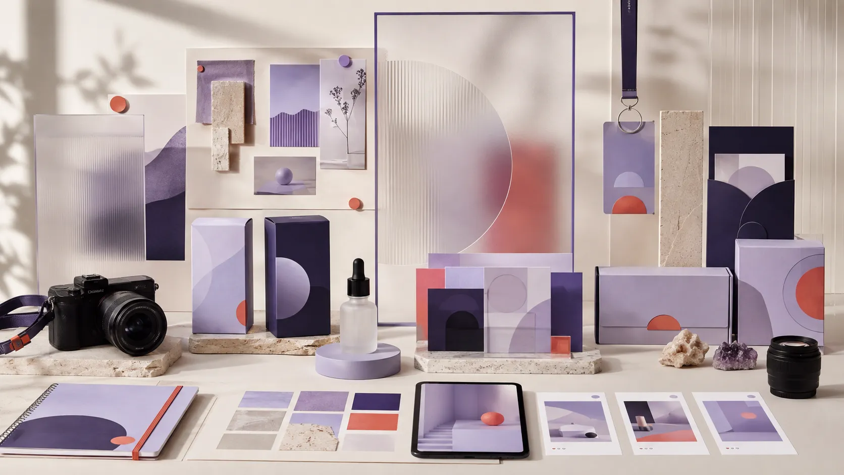 Campaign assets arranged as a visual marketing library.